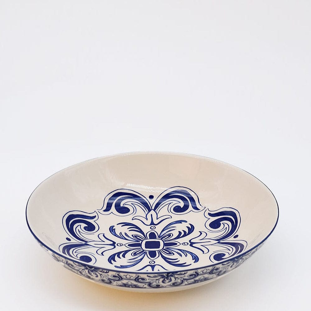 Floral I Ceramic Salad Bowl - Blue