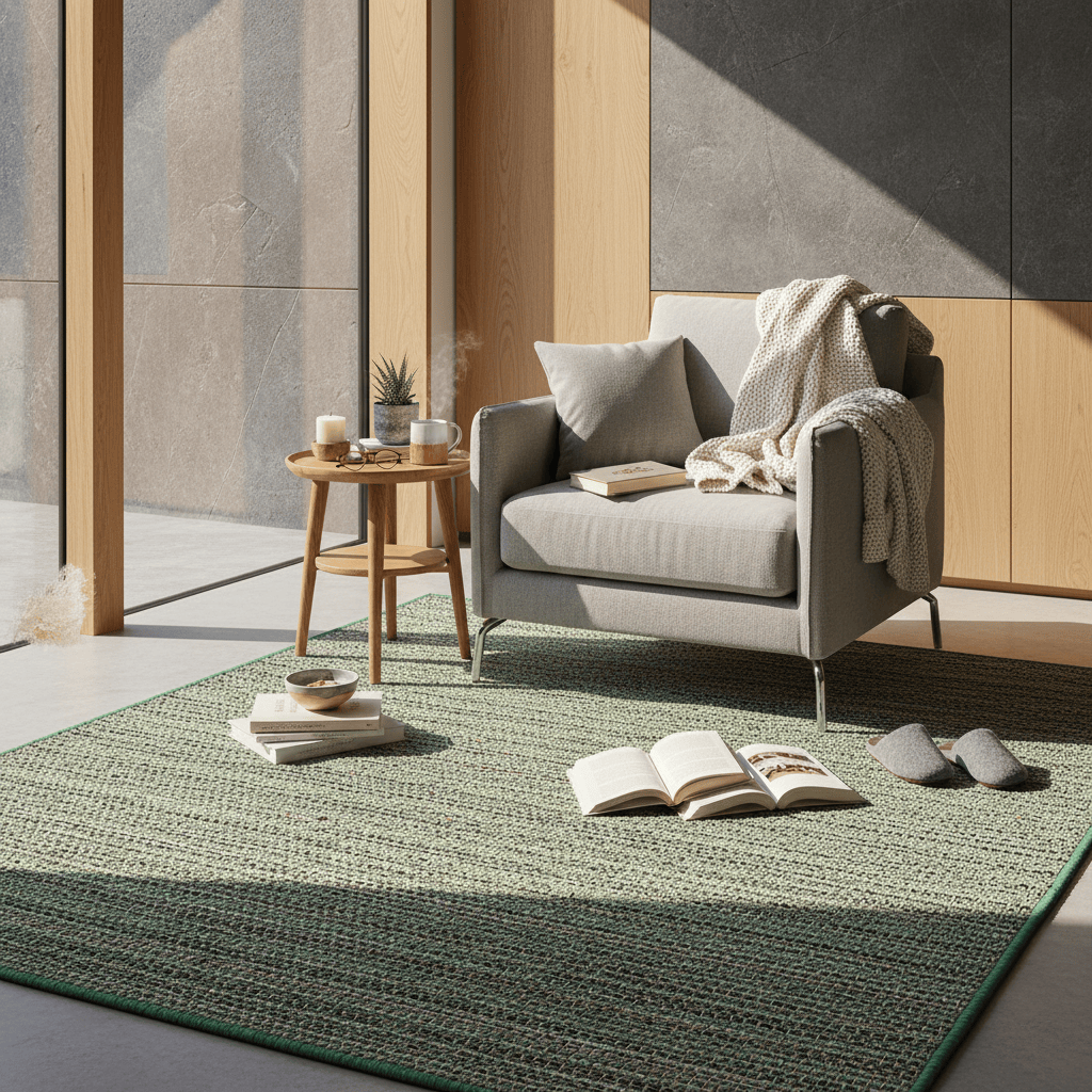 Handcrafted Mixed Fiber Rug – Green