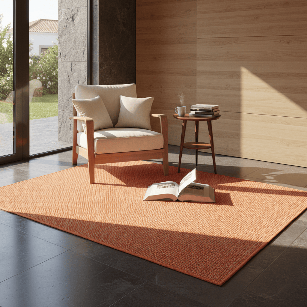 Handcrafted Mixed Fiber Rug – Orange