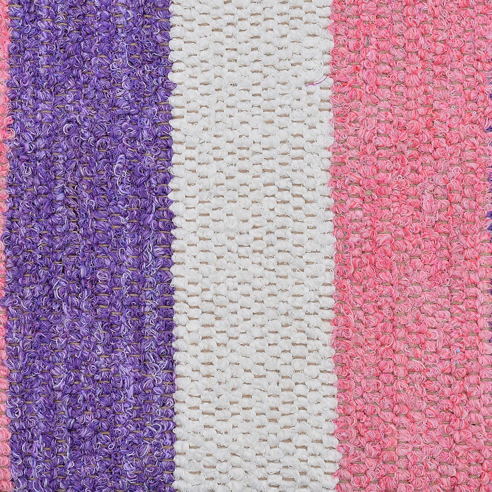 Handmade Striped Rug - Pink, purple, beige