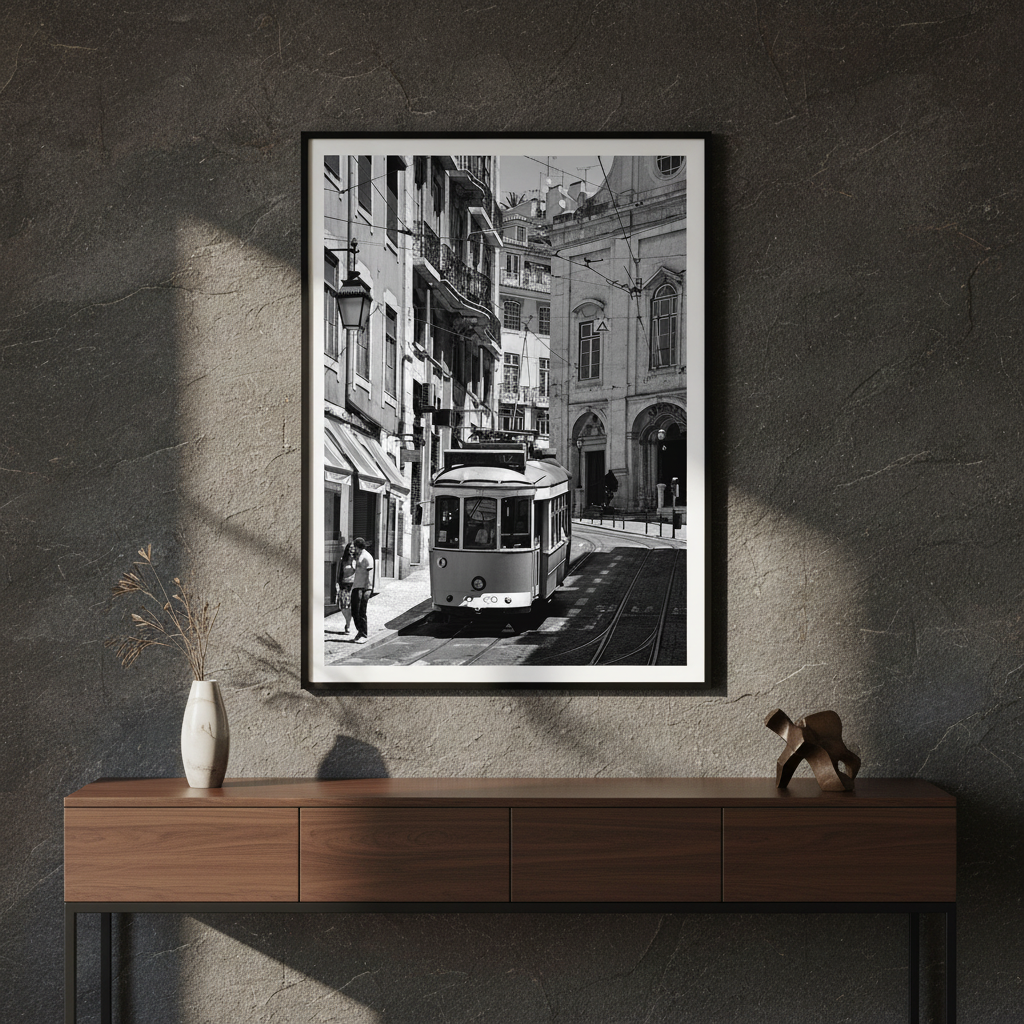 Affiche Sé encadrée 40x50cm dans une entrée premium portugaise