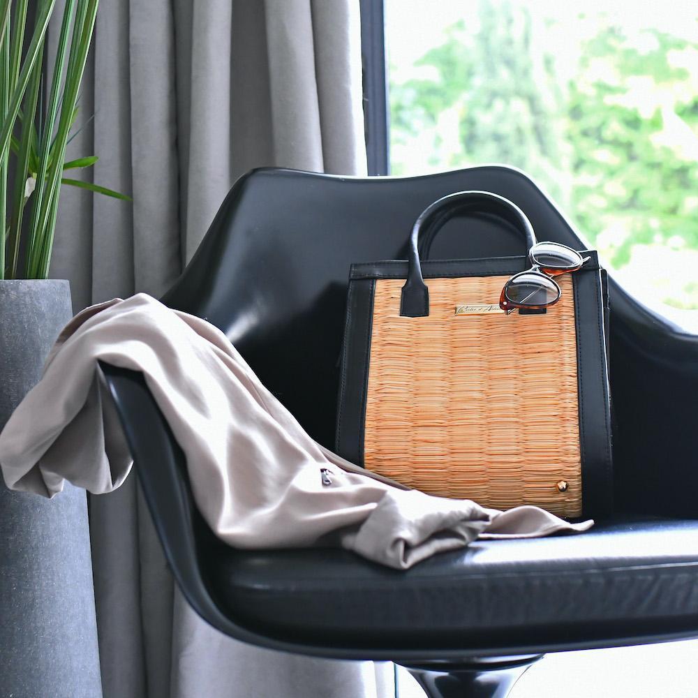 Leather and Reed handbag 10.2'' - Natural