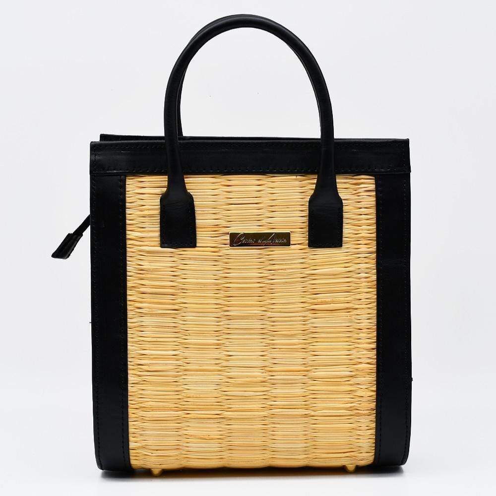 Leather and Reed handbag 10.2'' - Natural