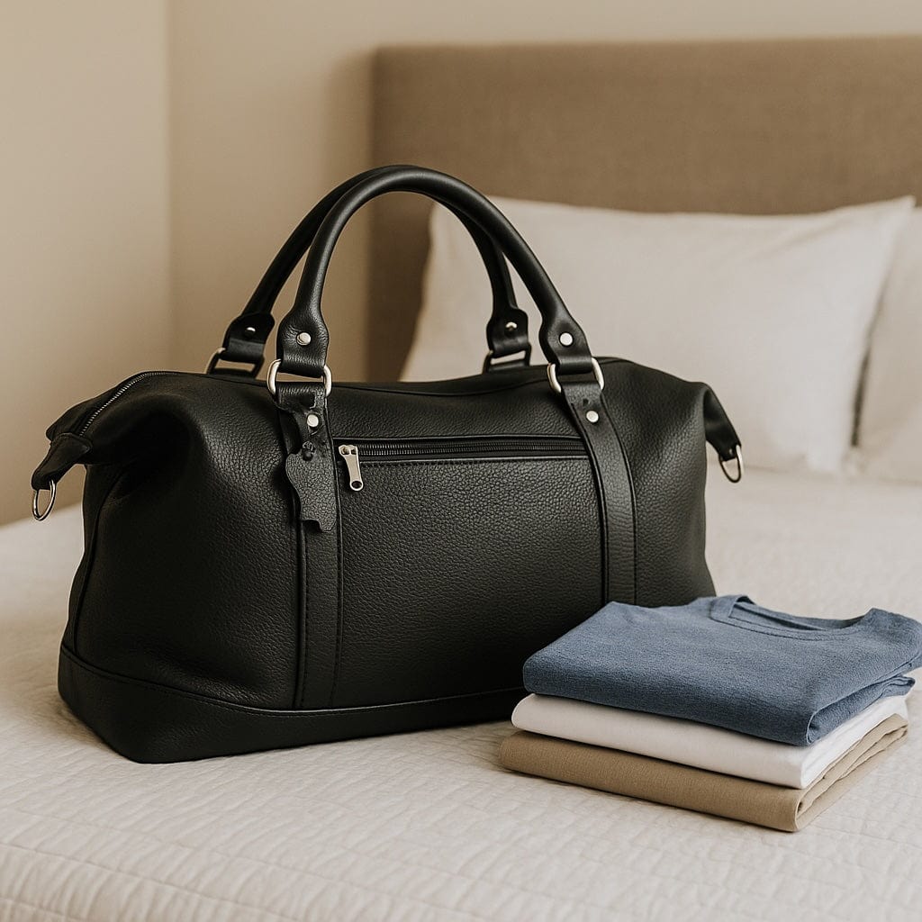 Leather Weekender Bag - Black