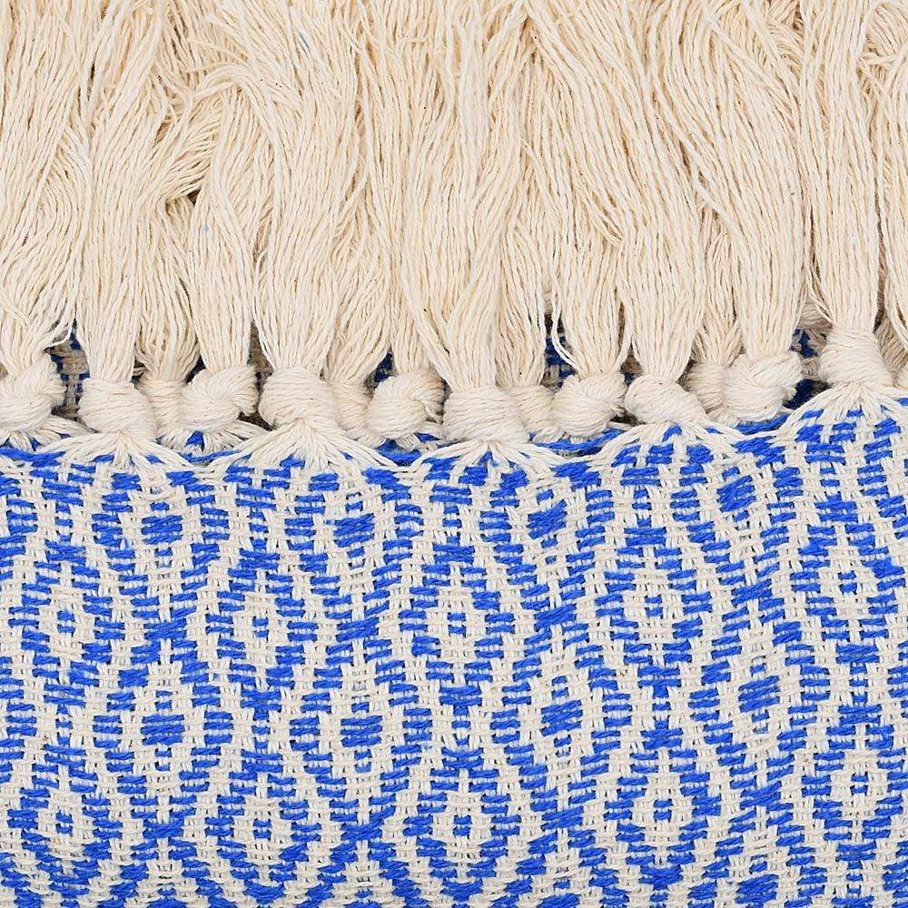 Losango I Cotton Fringed Blanket - Blue