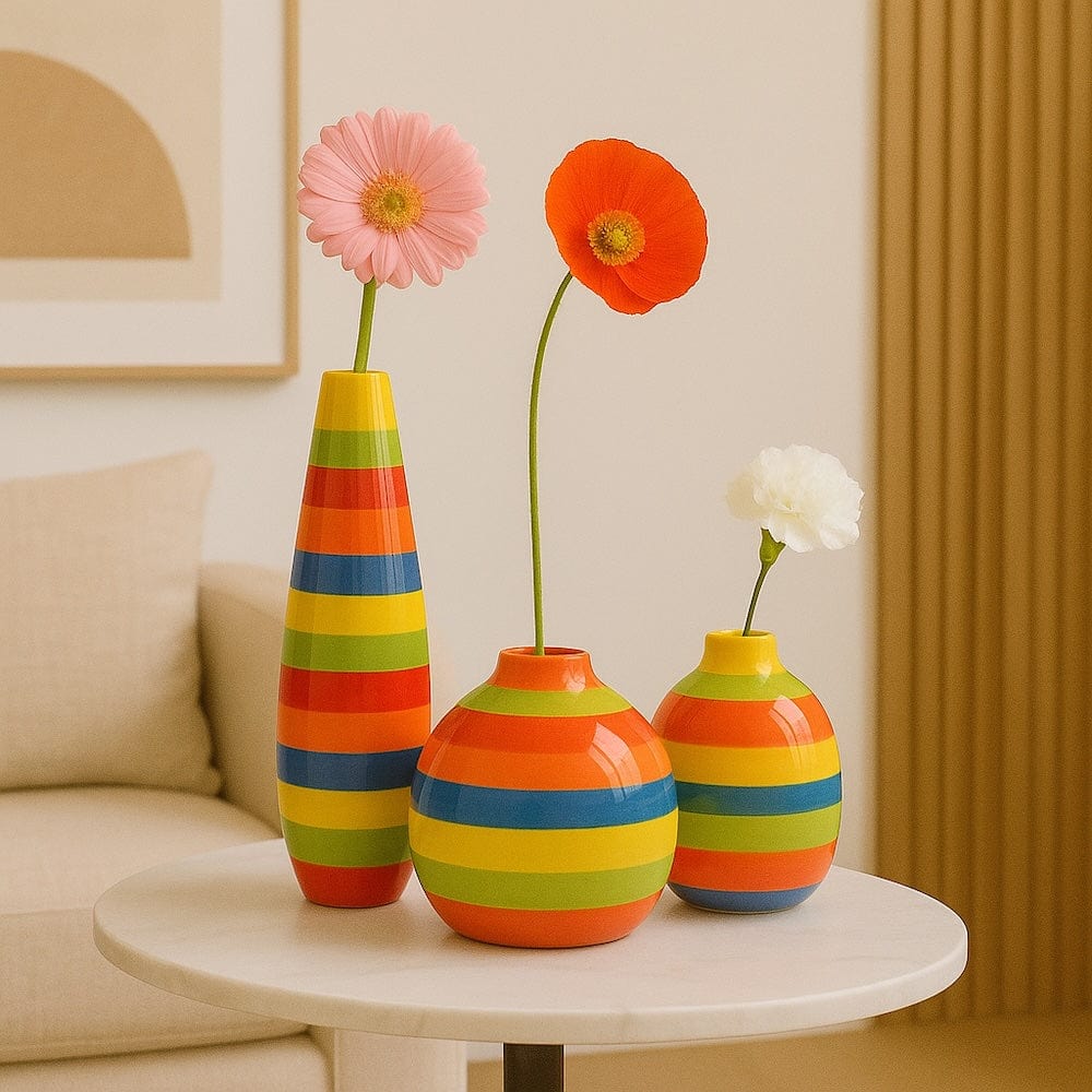 Oval Ceramic Vase - Multicolored