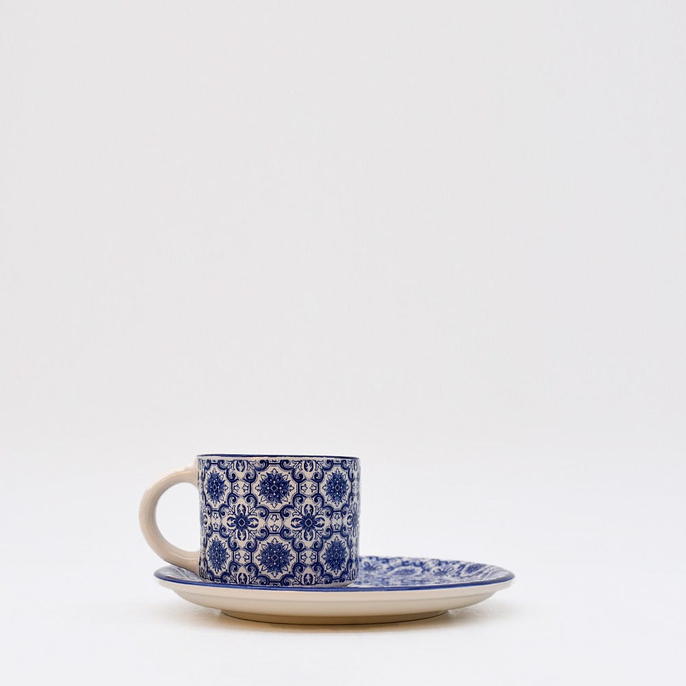 Padrão I Ceramic Cup and Saucer - Blue
