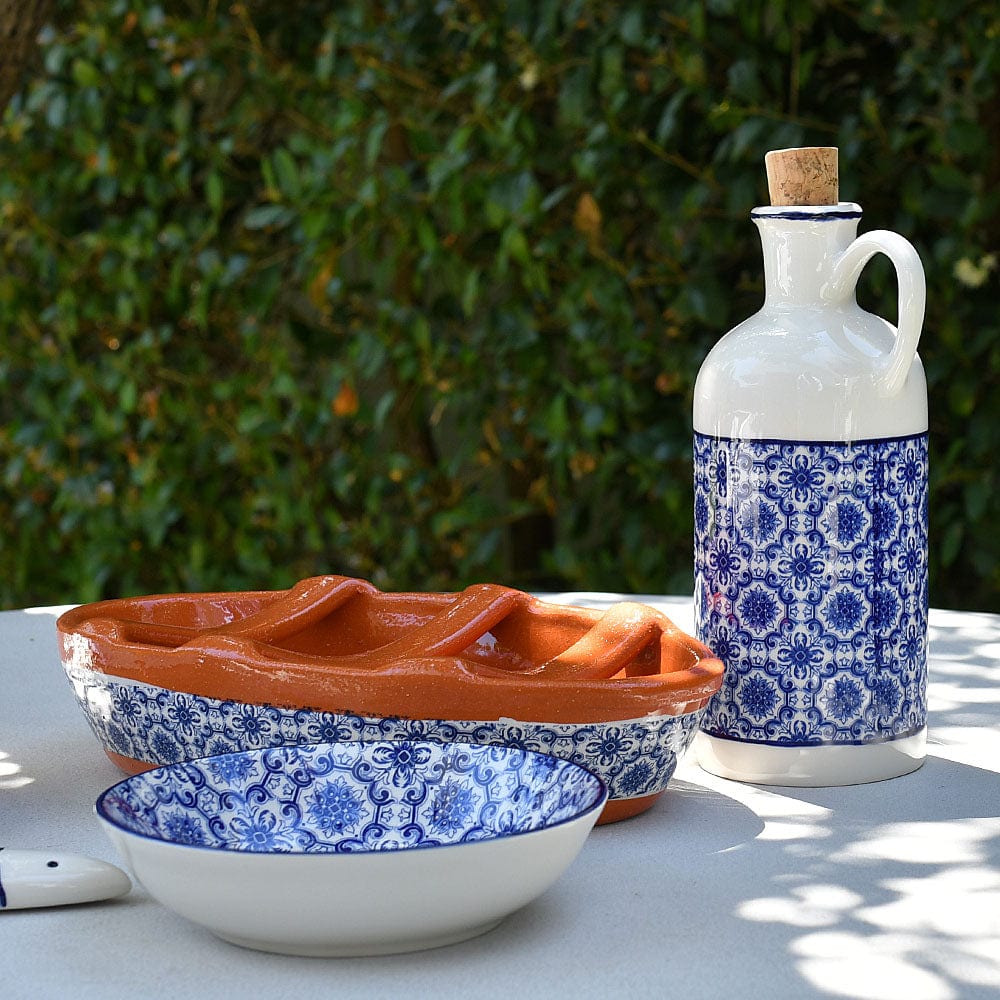 Padrão I Ceramic Olive Oil Carafe - Blue