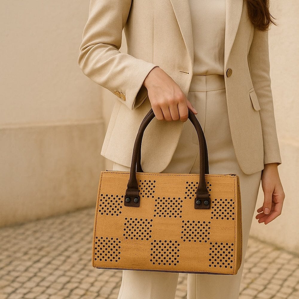 Perforated Cork Handbag - Natural
