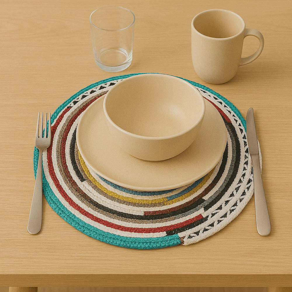 Placemat made from recycled natural fibers
