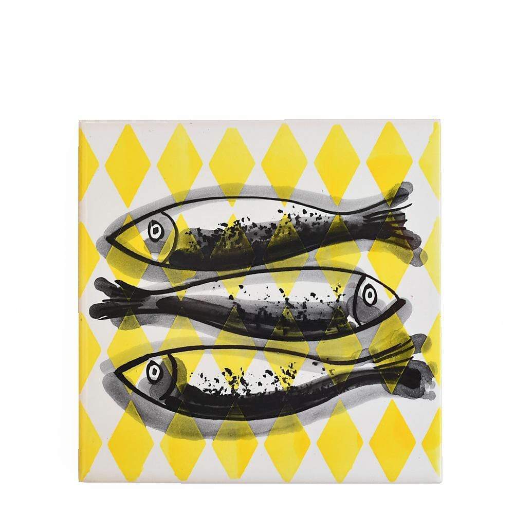 Pop Sardinha I Ceramic and Cork Trivet - 5.9" Jaune