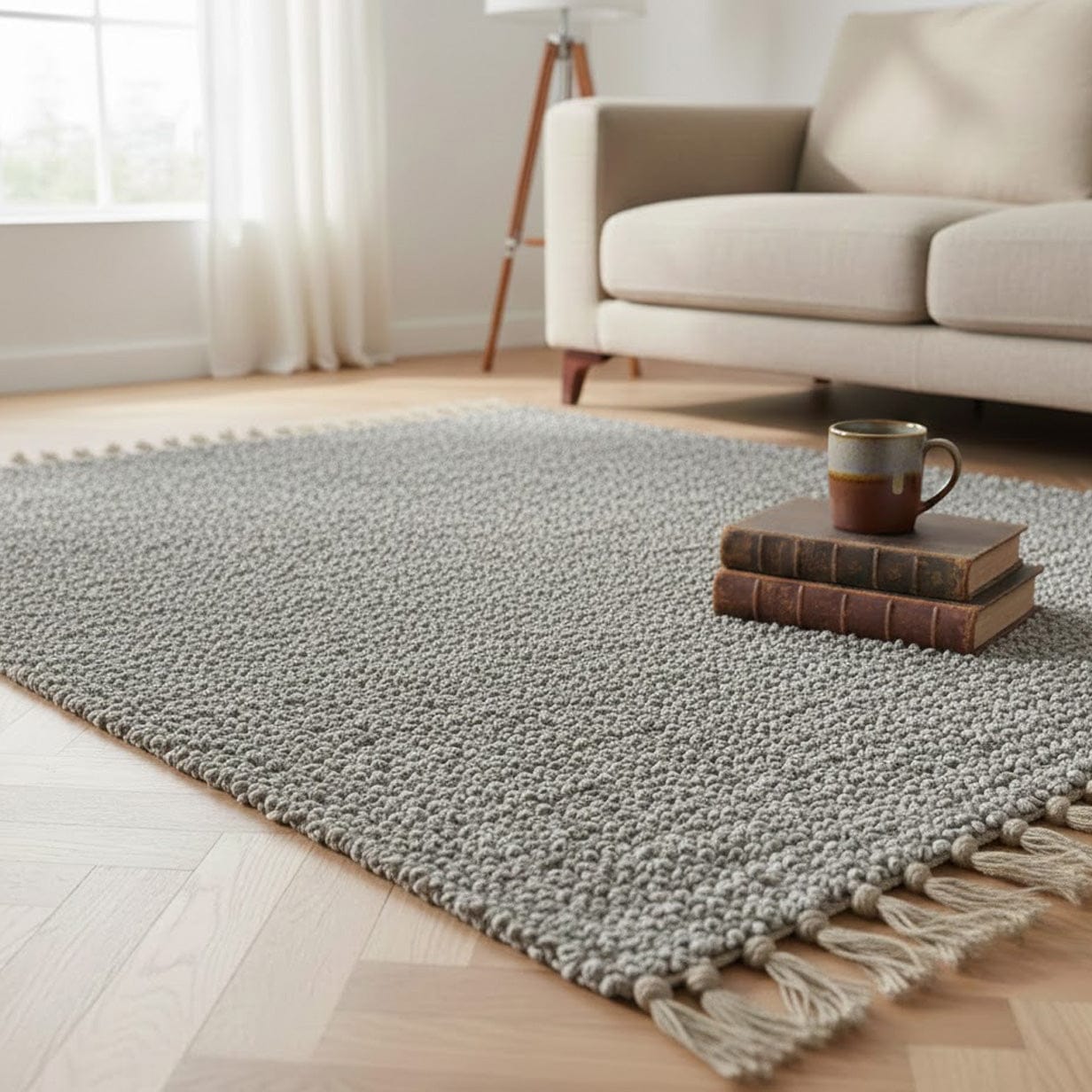 Portuguese Handmade Rug - Light Grey
