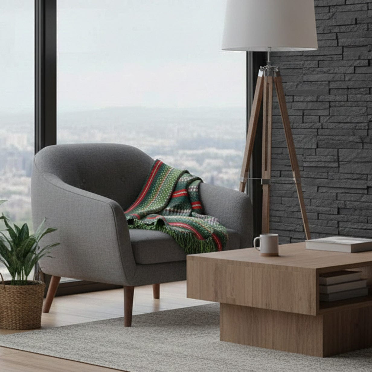 Portuguese Style fringed Blanket - Green