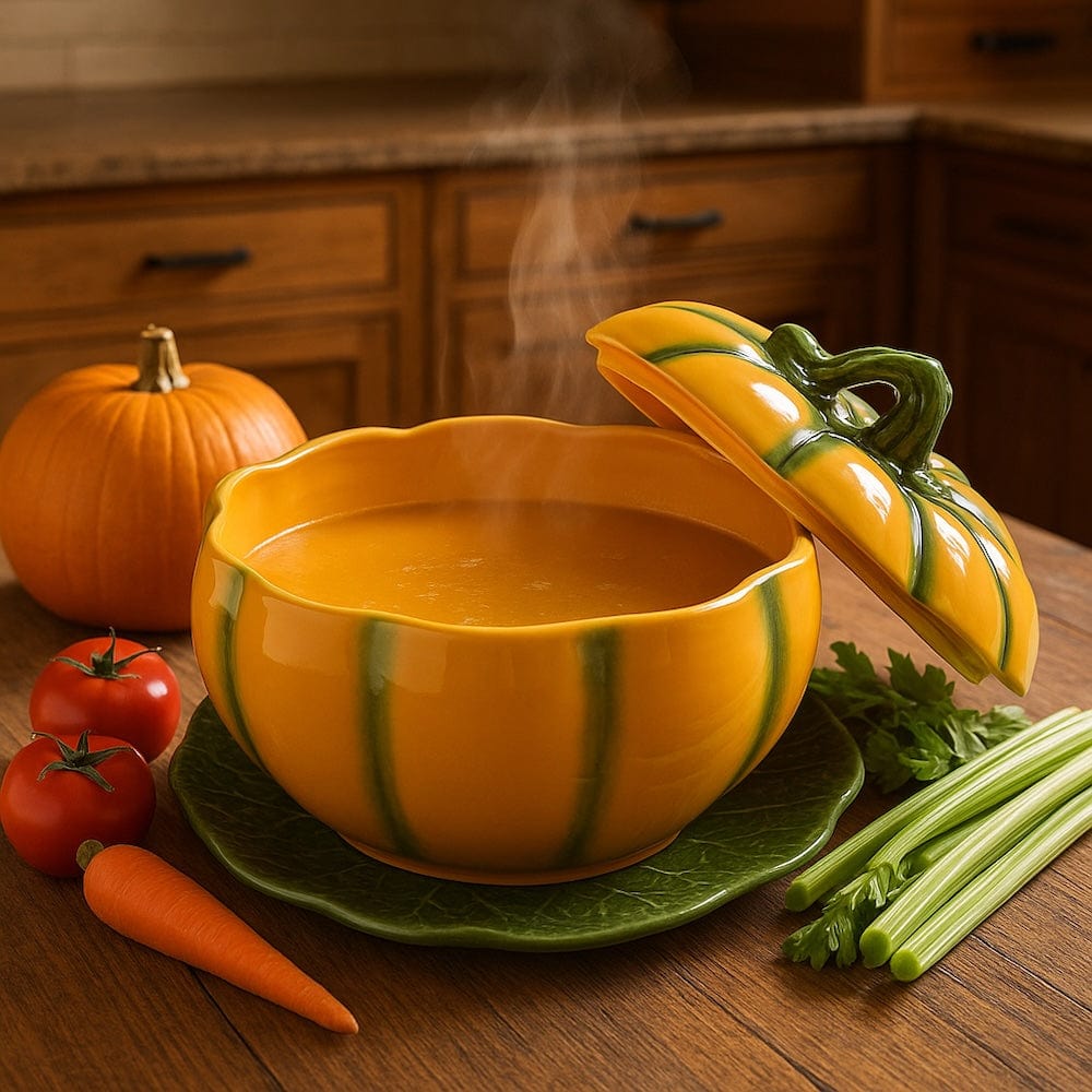 Pumpkin-shaped Ceramic Tureen
