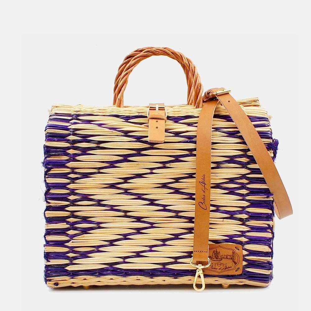 Reed Shopping Bag - 10.2'' - Purple & Natural