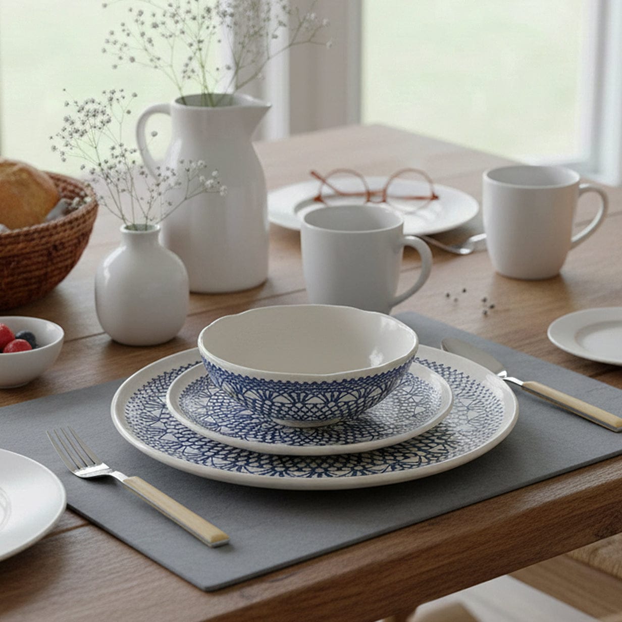 Renda I Handmade Ceramic Salad bowl - Blue