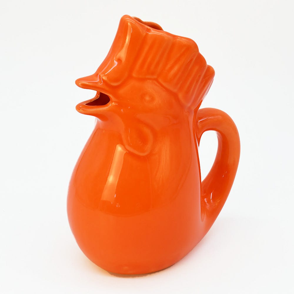 Rooster-Shaped Ceramic Pitcher - Orange