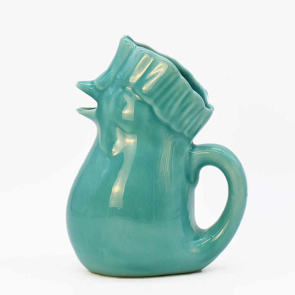 Rooster-Shaped Ceramic Pitcher - Turquoise