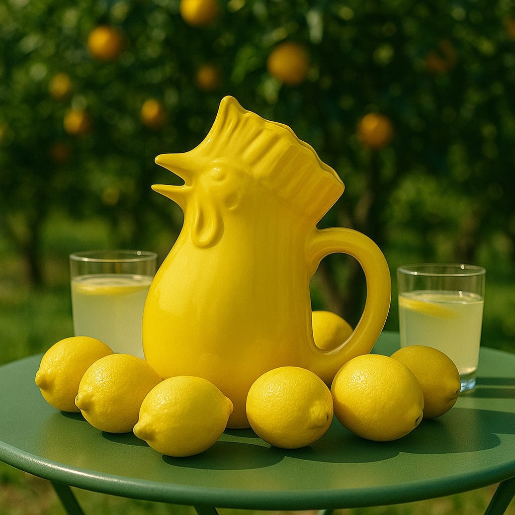 Rooster-Shaped Ceramic Pitcher - Yellow