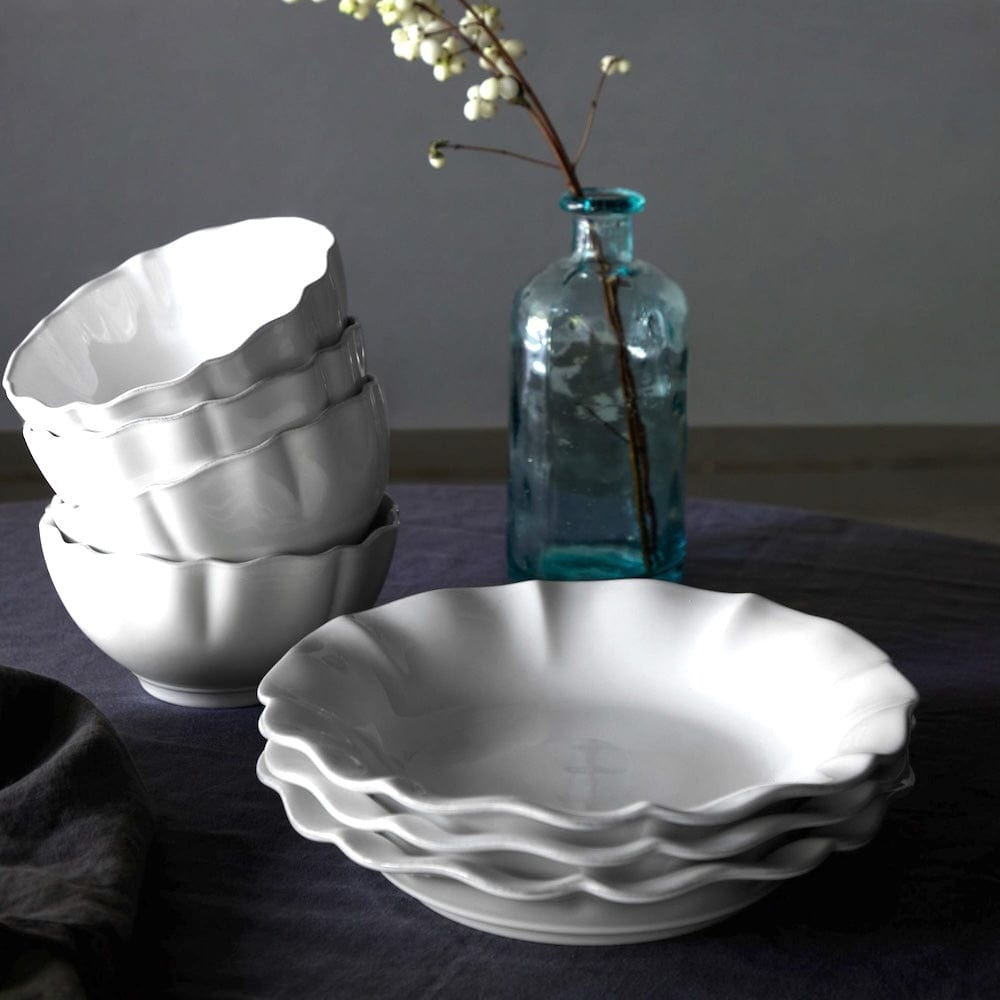 Rosa I Fine Stoneware Pasta Plate - White