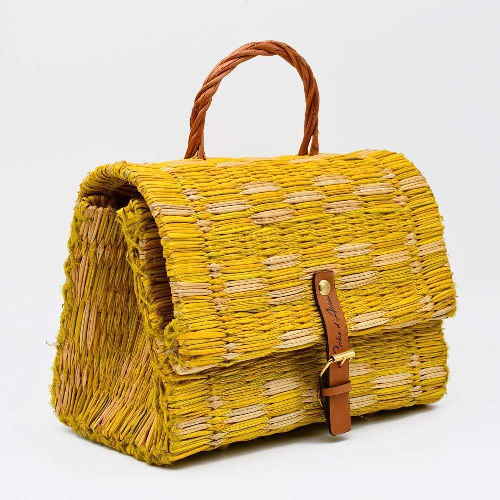 Sac cartable en jonc 25cm - Jaune