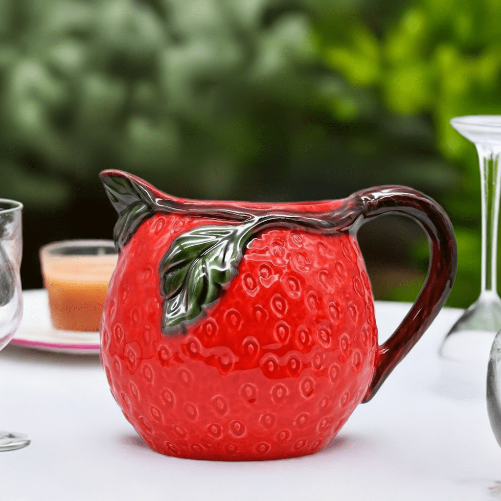 Strawberry-shaped Ceramic Pitcher