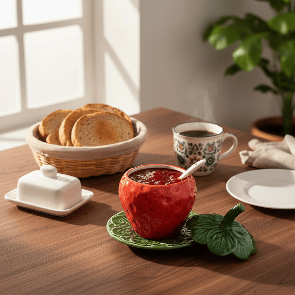 Strawberry-shaped Ceramic Pot - 5.9''