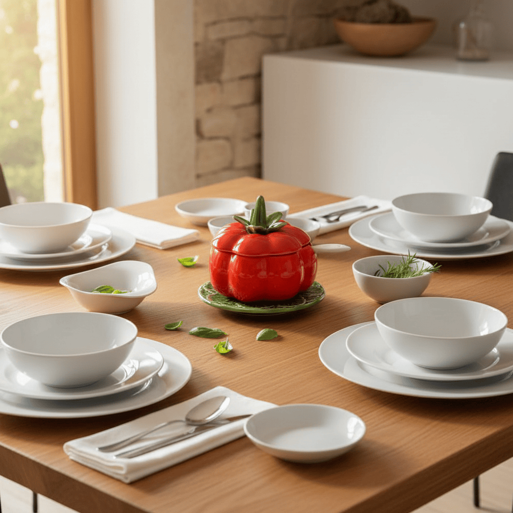 Tomato-shaped Ceramic Pot - 5.1''