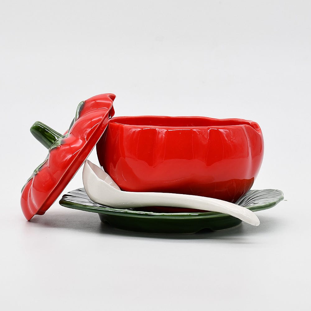 Tomato-shaped Ceramic Pot - 5.9''