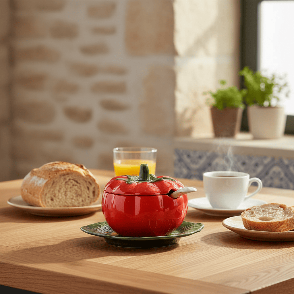 Tomato-shaped Ceramic Pot - 5.9''