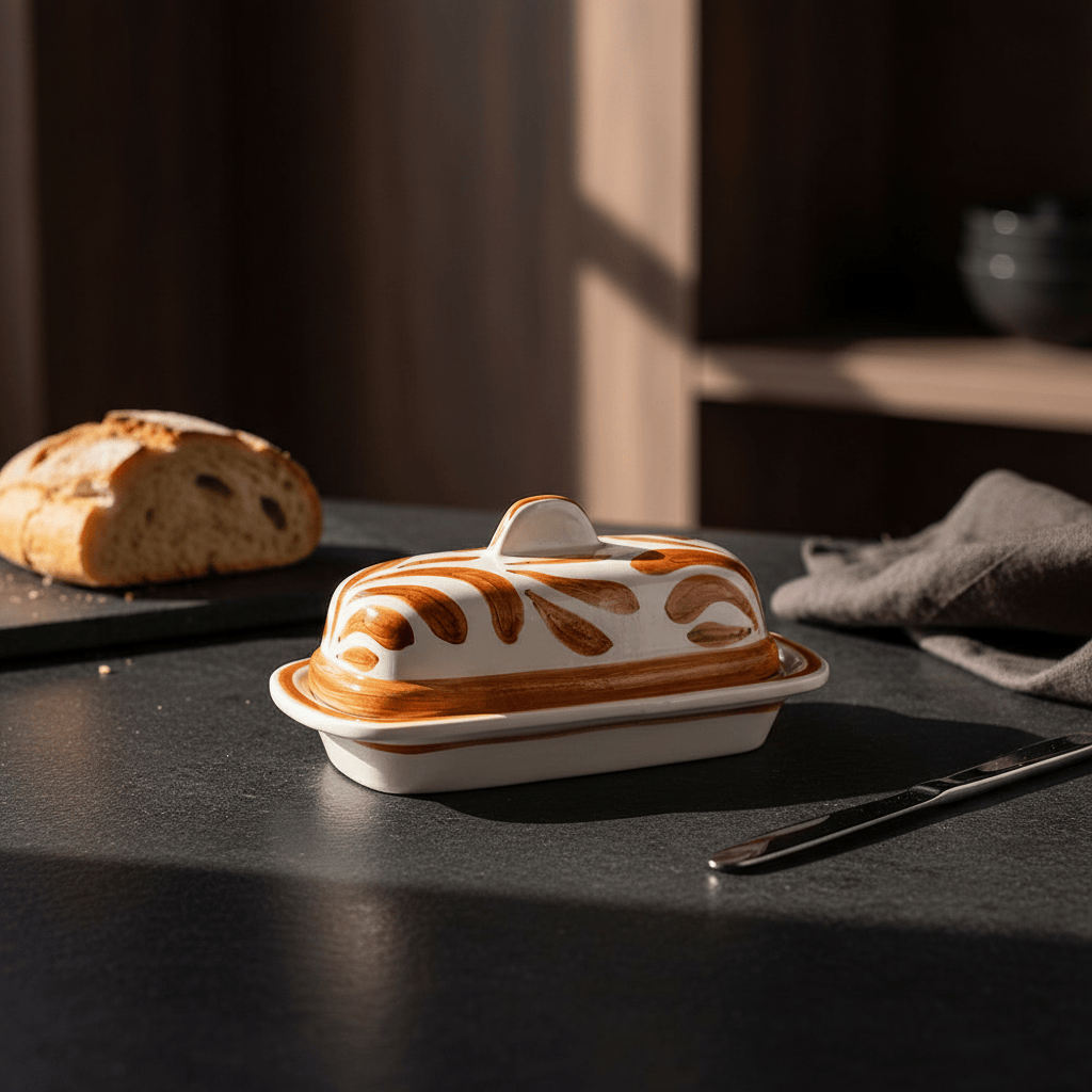 Andorinha I Ceramic Butter Dish -  Terracotta