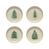 Assiette à entrée ou dessert en grès pour noël Assiettes en grés "Éléments" 16cm - Lot de 4
