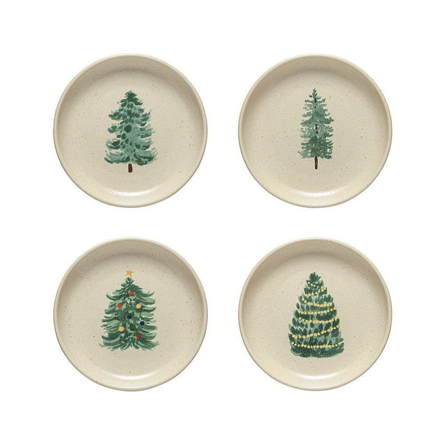 Assiette à entrée ou dessert en grès pour noël Assiettes en grés "Éléments" 16cm - Lot de 4
