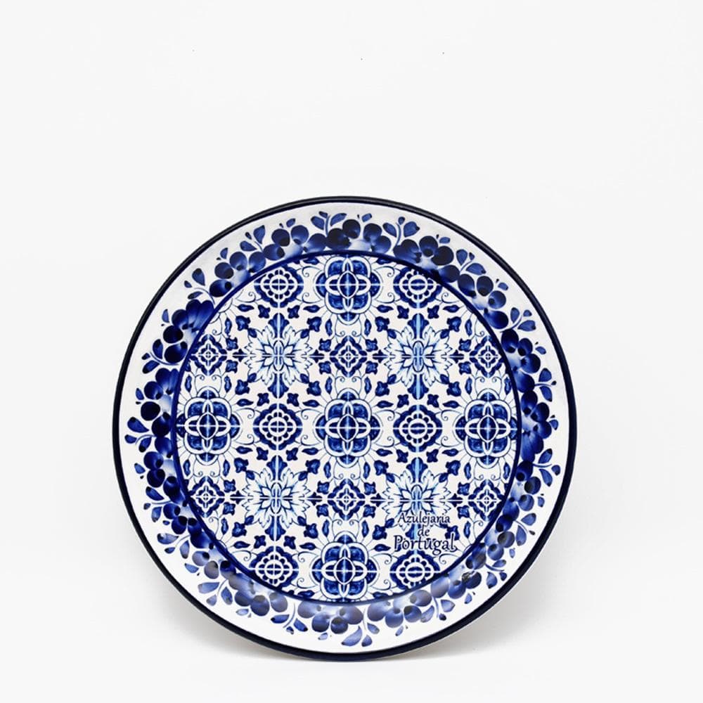 Assiette en céramique traditionnelle de Portugal  I Bleue 25cm Assiette en céramique "Tradicional" Bleue - 25 cm