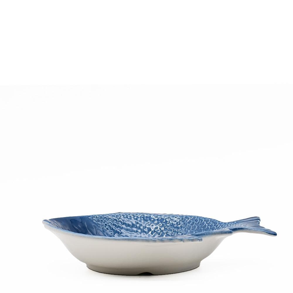 Assiette en forme de poisson bleue I Vaisselle artisanale du Portugal Assiette creuse en forme de Poisson 25 cm - Bleue