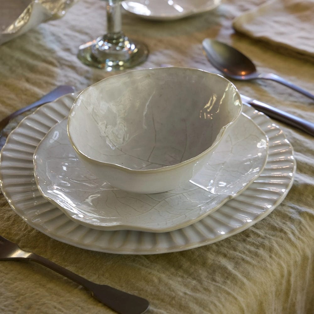 Assiette en grès en forme de chou 23cm - Blanc