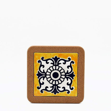 Azulejo I Ceramic and Cork Trivet 3 patterns - 7.9" Pattern #1