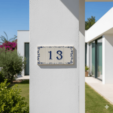 Azulejo I Street Number Portuguese Tile - 0