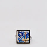 Bague carrée aux motifs azulejos I Bijoux fantaisie portugais Bague "Azulejos"