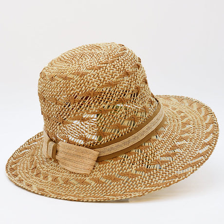 Beach Hat in Plant Fibers – Beige & White