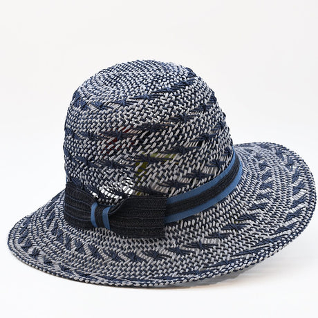 Beach Hat in Plant Fibers – Blue & White