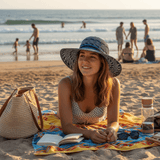 Beach Hat in Plant Fibers – Blue & White