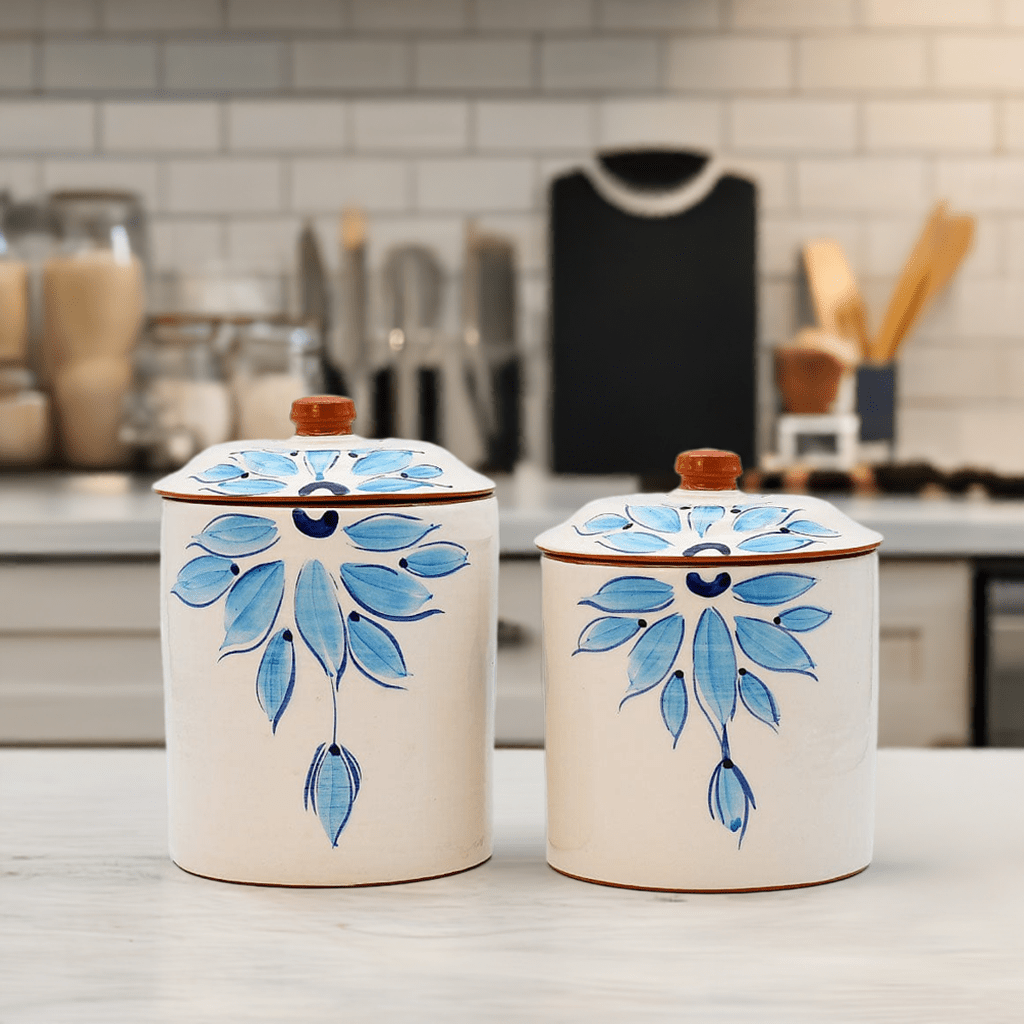Boite de cuisine en terre cuite - Turquoises