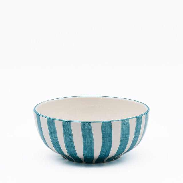 Bol à céréales en céramique portugaise I Vaisselle du Portugal en ligne Bol à céréales "Costa Nova Mar" 16cm - Turquoise