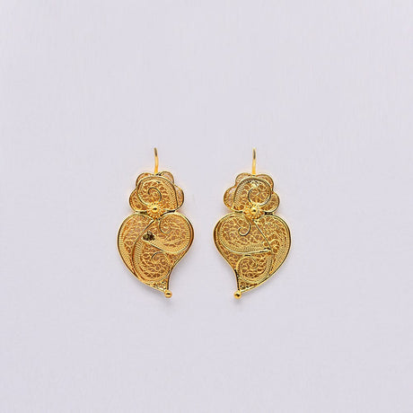 Boucles d'oreille en filigrane d'argent doré Coeur de Viana Coração de Viana I Boucles d'oreille en argent doré - 3cm