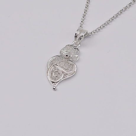 Boucles d'oreille en filigrane d'argent doré I Vente de bijoux argent #Coração de Viana I Pendentif en argent - 3cm