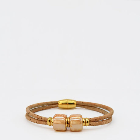 Bracelet en liège et perles miel
