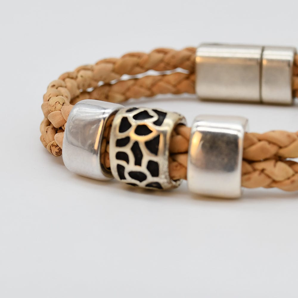 Bracelet en liège tressé unisexe - Naturel