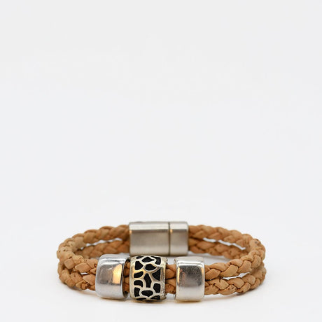 Bracelet en liège tressé unisexe - Naturel
