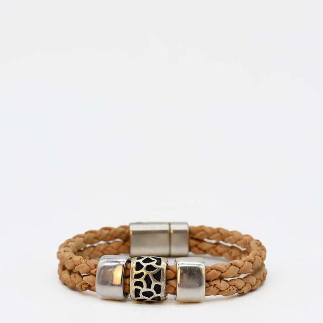 Bracelet en liège tressé unisexe - Naturel